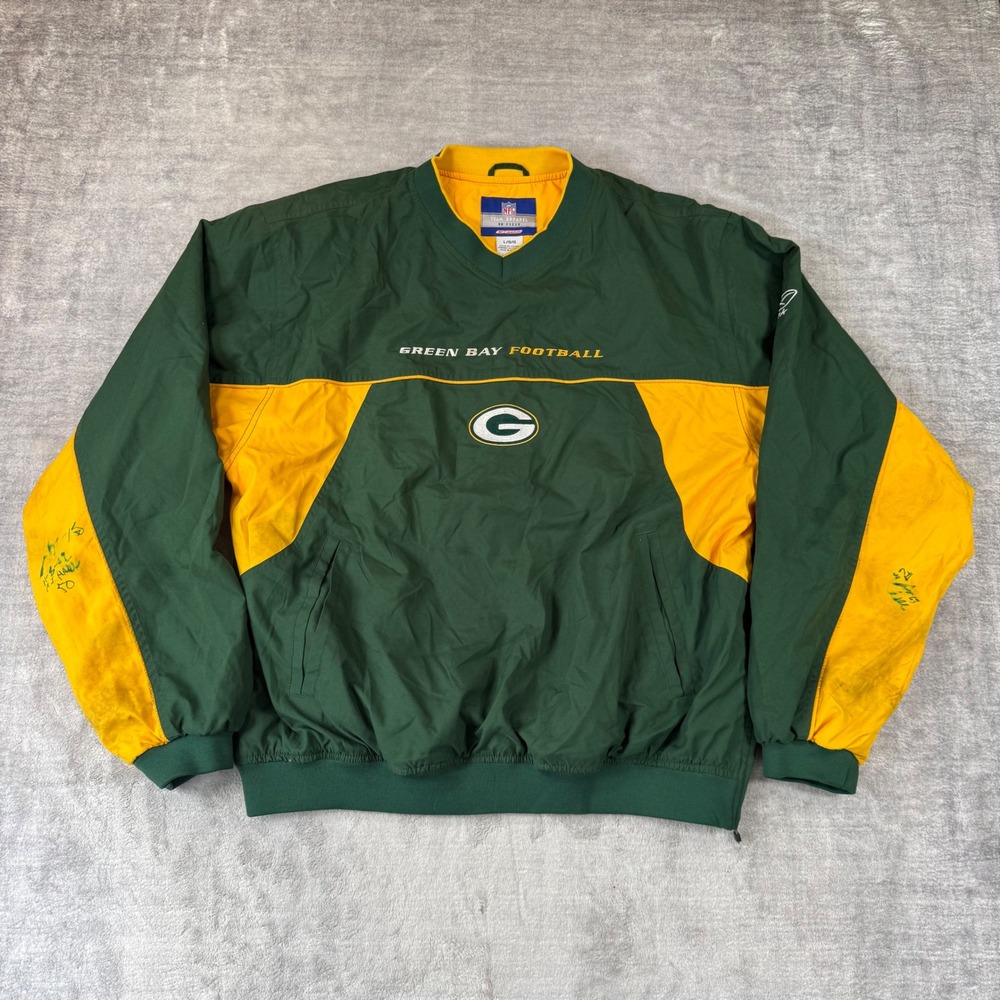 Green Bay Packers Jacket Mens Large Green Colour Block Vintage Y2K Reebok NFL